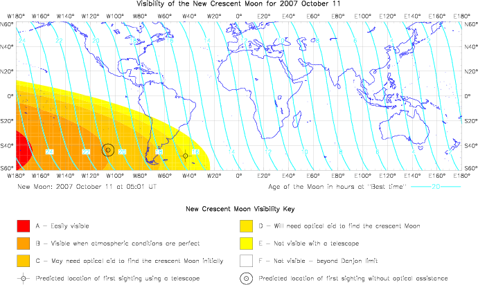 Global lunar visibility map for 2007 October 11