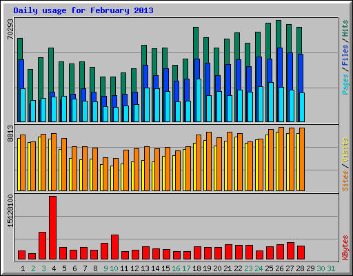 Daily usage for February 2013
