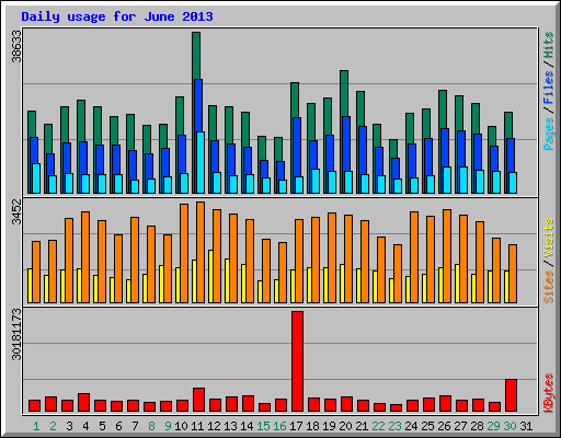 Daily usage for June 2013