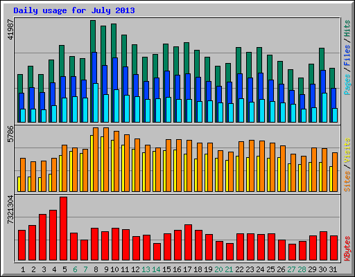 Daily usage for July 2013