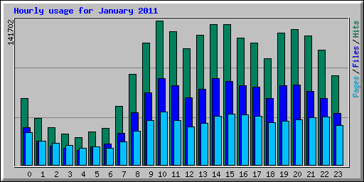 Hourly usage for January 2011