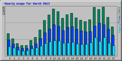 Hourly usage for March 2013
